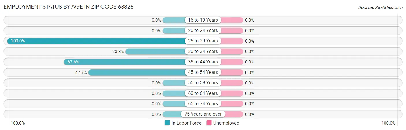 Employment Status by Age in Zip Code 63826