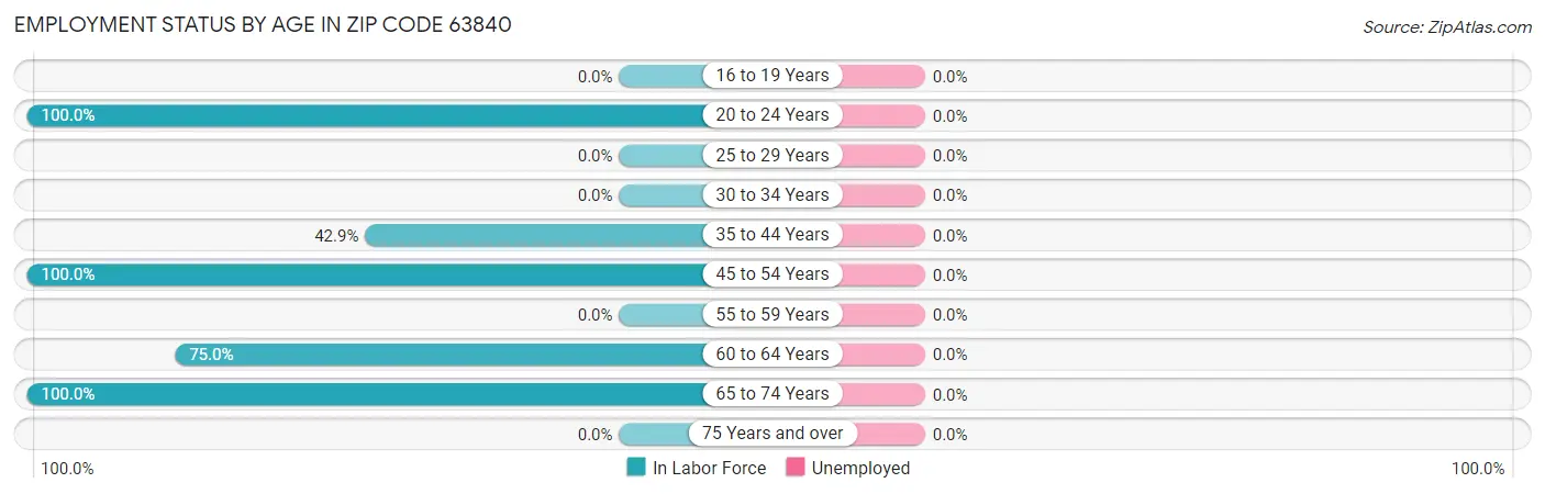 Employment Status by Age in Zip Code 63840