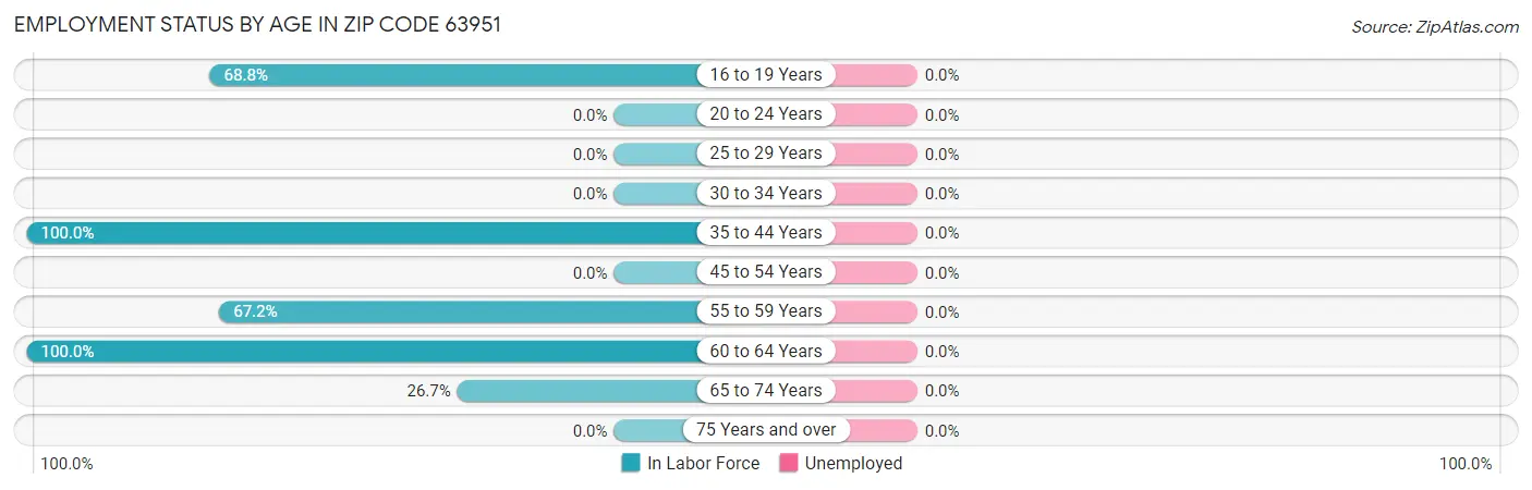 Employment Status by Age in Zip Code 63951