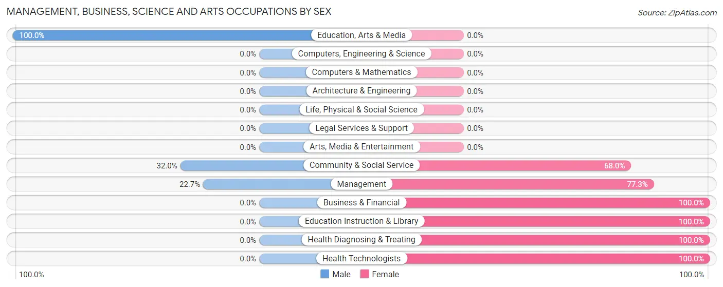Management, Business, Science and Arts Occupations by Sex in Zip Code 63965