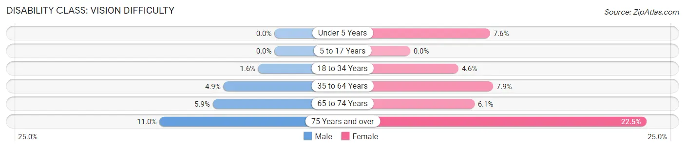 Disability in Zip Code 64050: <span>Vision Difficulty</span>