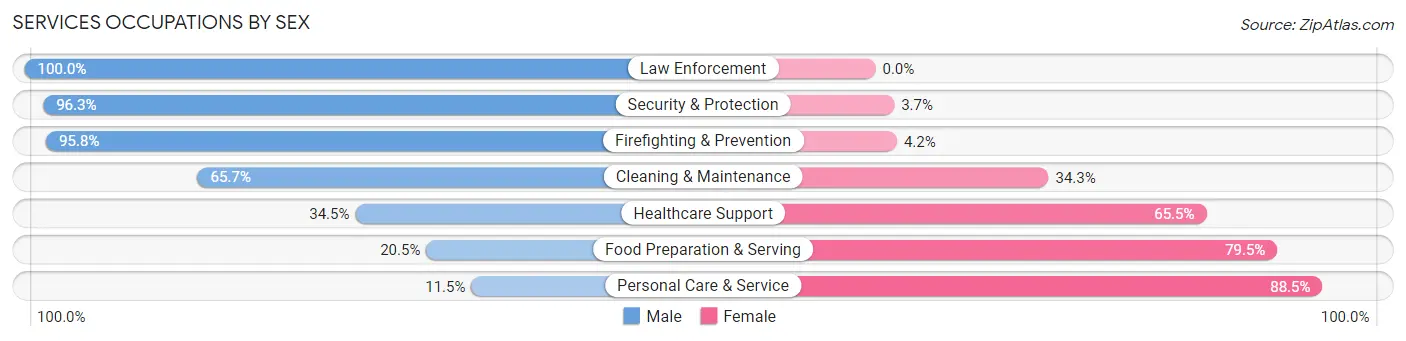 Services Occupations by Sex in Zip Code 64112