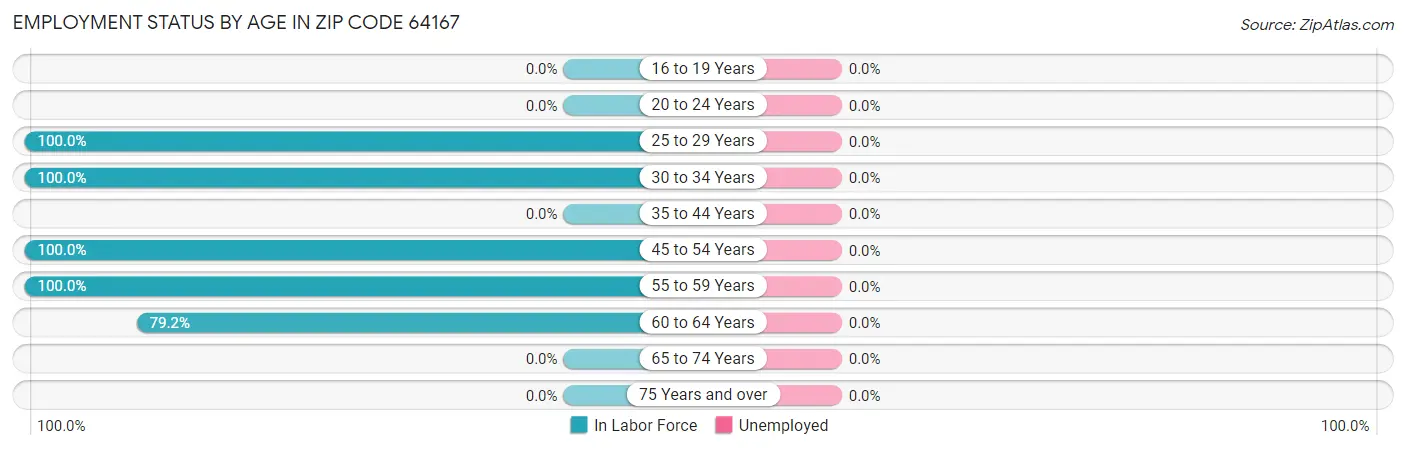 Employment Status by Age in Zip Code 64167