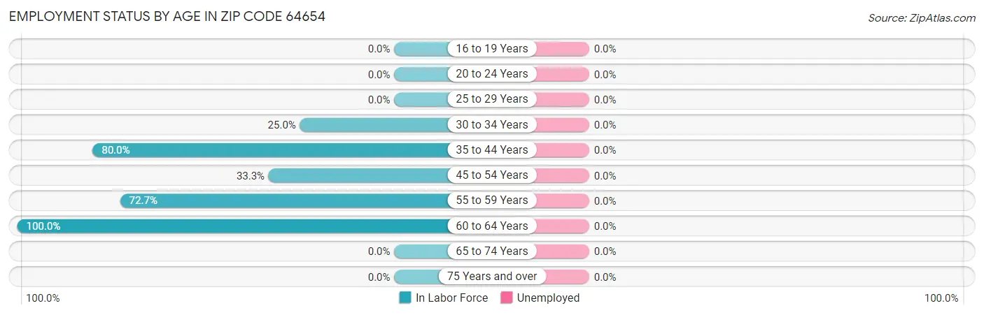 Employment Status by Age in Zip Code 64654