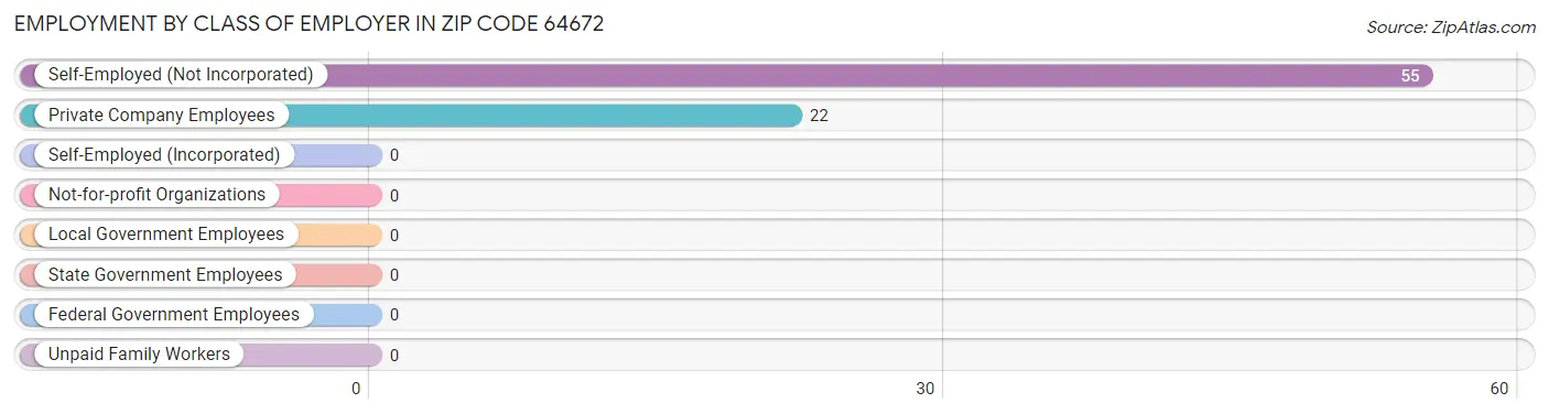 Employment by Class of Employer in Zip Code 64672