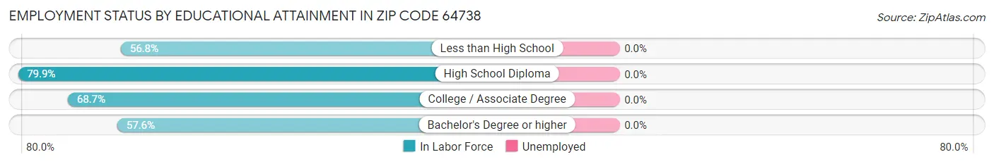 Employment Status by Educational Attainment in Zip Code 64738