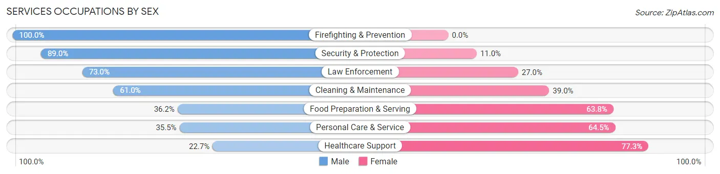 Services Occupations by Sex in Zip Code 64801