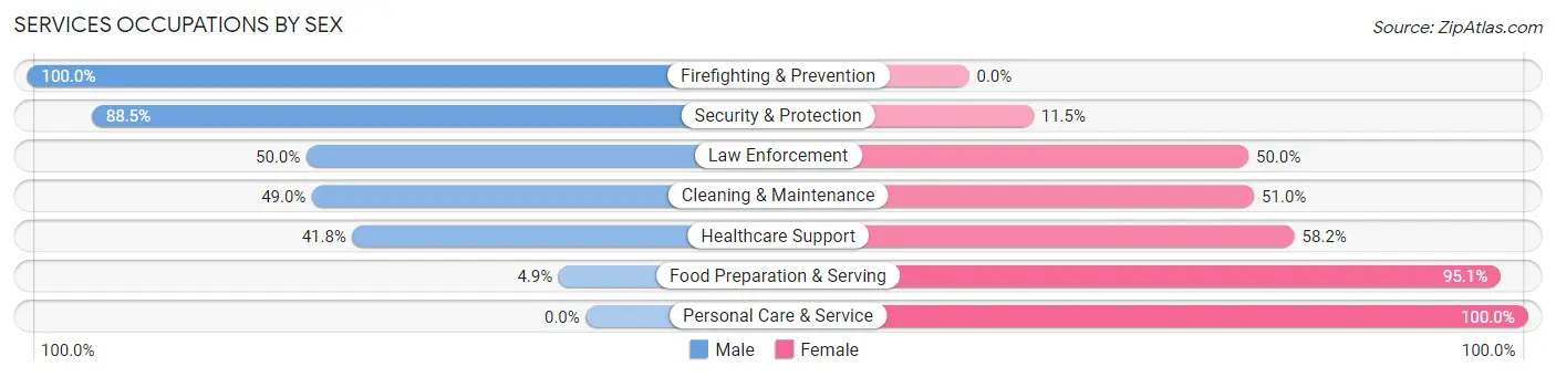 Services Occupations by Sex in Zip Code 64856