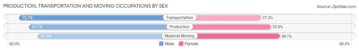 Production, Transportation and Moving Occupations by Sex in Zip Code 65109