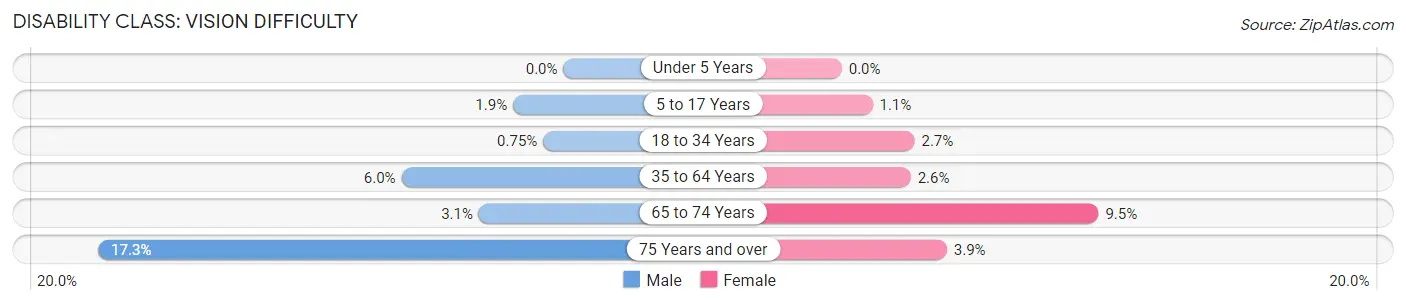 Disability in Zip Code 65202: <span>Vision Difficulty</span>