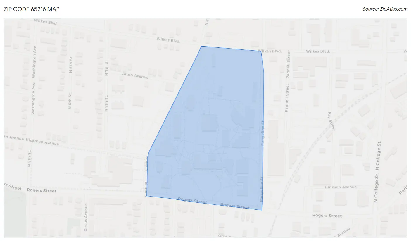 Zip Code 65216 Map