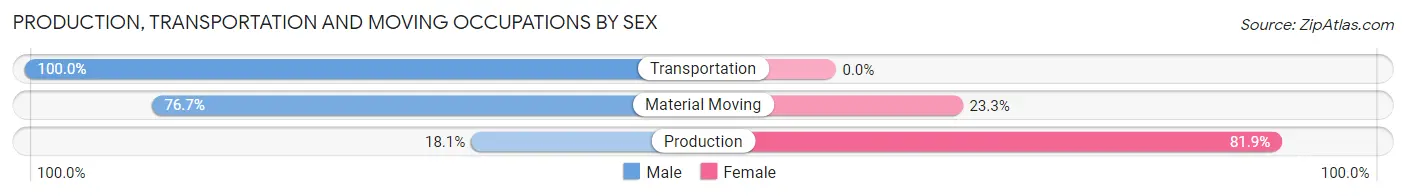 Production, Transportation and Moving Occupations by Sex in Zip Code 65231