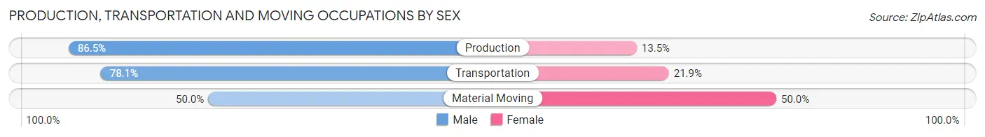 Production, Transportation and Moving Occupations by Sex in Zip Code 65276