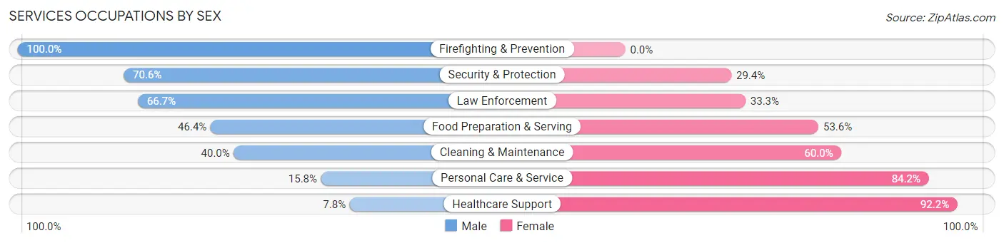 Services Occupations by Sex in Zip Code 65281