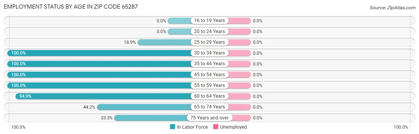 Employment Status by Age in Zip Code 65287