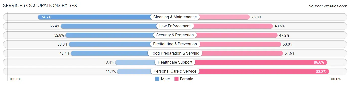Services Occupations by Sex in Zip Code 65301