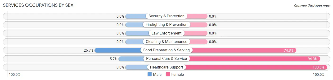 Services Occupations by Sex in Zip Code 65606