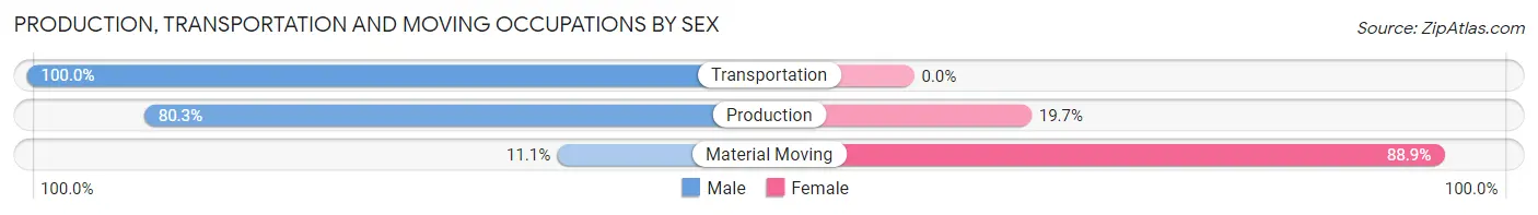 Production, Transportation and Moving Occupations by Sex in Zip Code 65785
