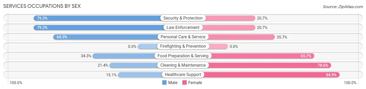 Services Occupations by Sex in Zip Code 65793
