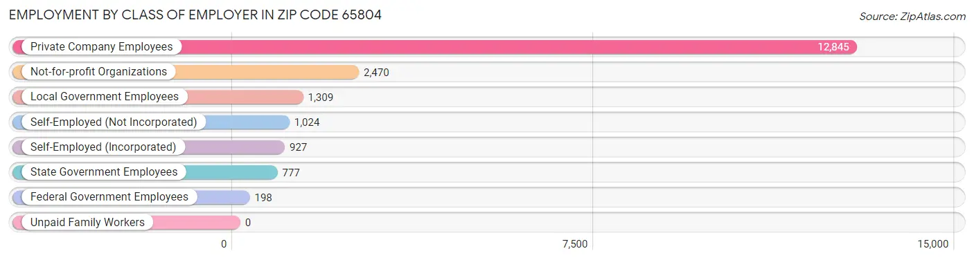 Employment by Class of Employer in Zip Code 65804