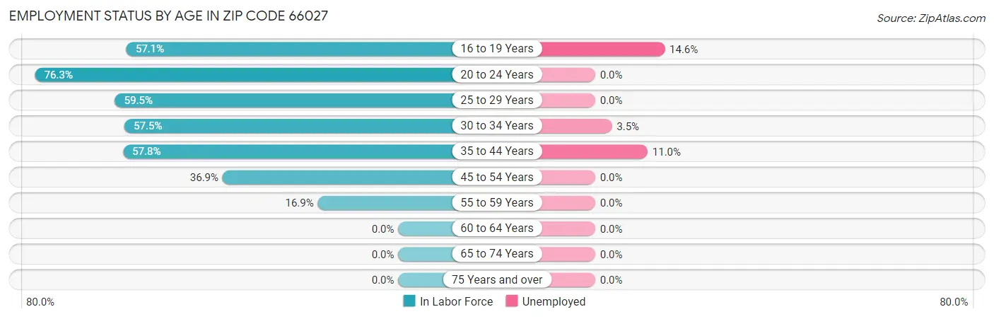 Employment Status by Age in Zip Code 66027
