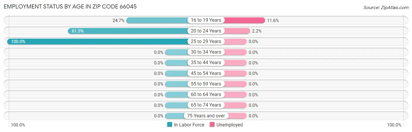 Employment Status by Age in Zip Code 66045