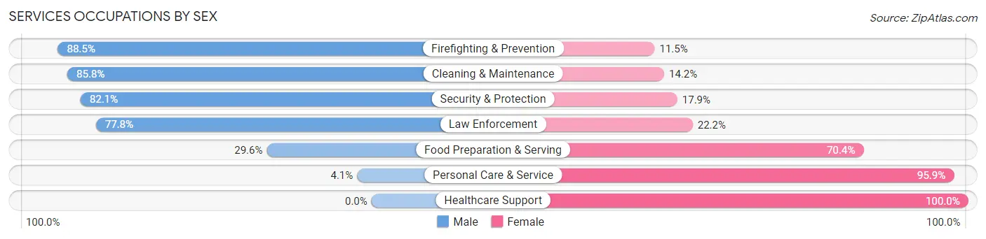 Services Occupations by Sex in Zip Code 66053