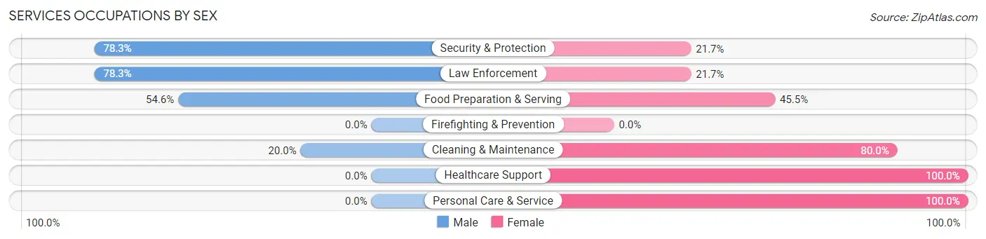 Services Occupations by Sex in Zip Code 66054
