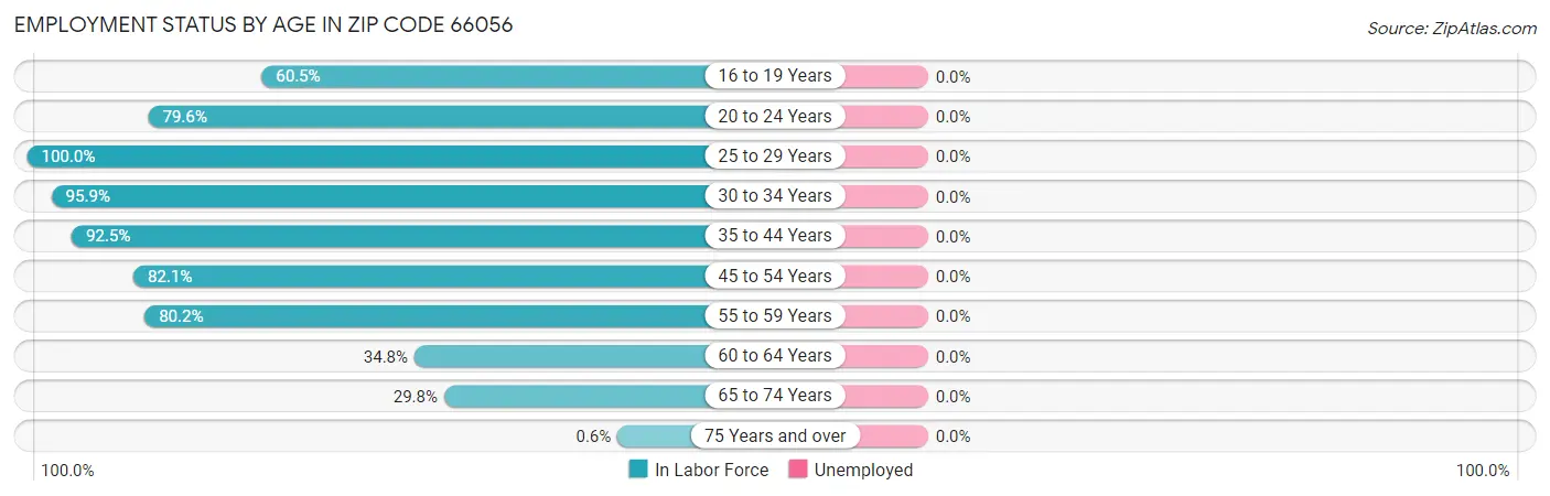 Employment Status by Age in Zip Code 66056