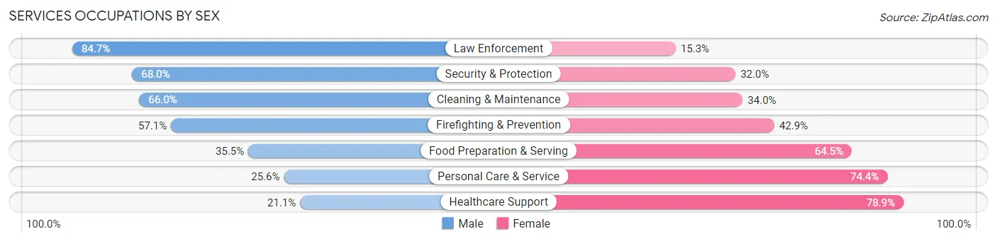 Services Occupations by Sex in Zip Code 66061