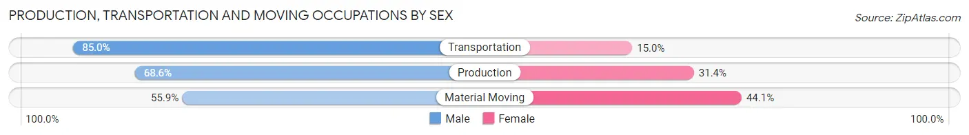 Production, Transportation and Moving Occupations by Sex in Zip Code 66080