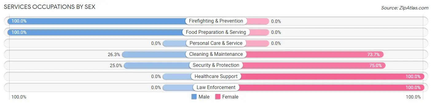 Services Occupations by Sex in Zip Code 66080