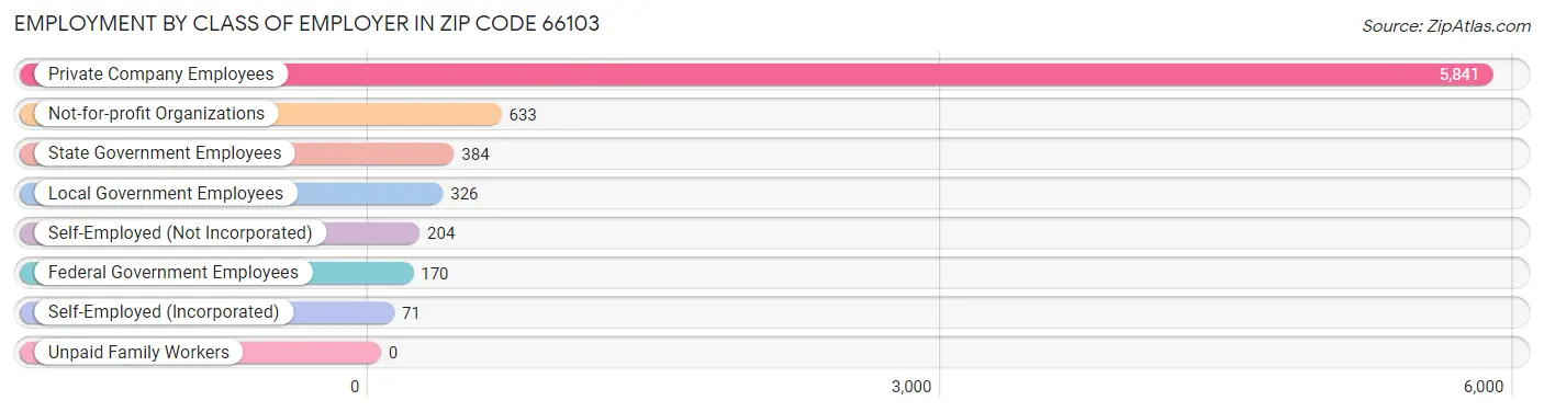 Employment by Class of Employer in Zip Code 66103