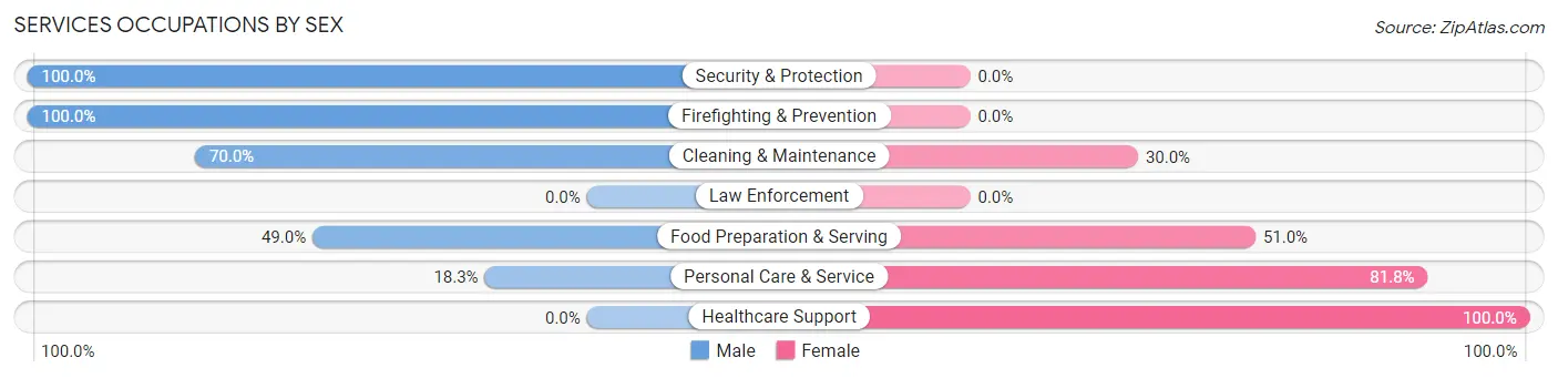 Services Occupations by Sex in Zip Code 66103