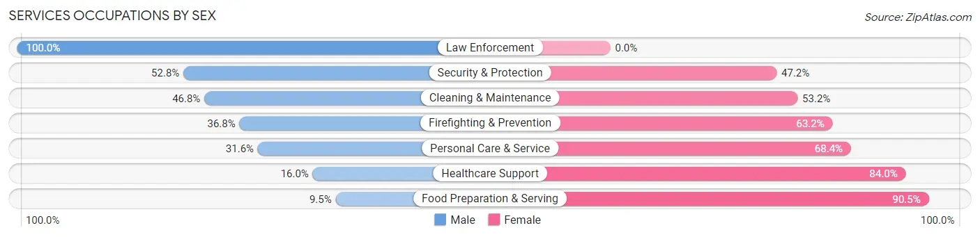 Services Occupations by Sex in Zip Code 66111