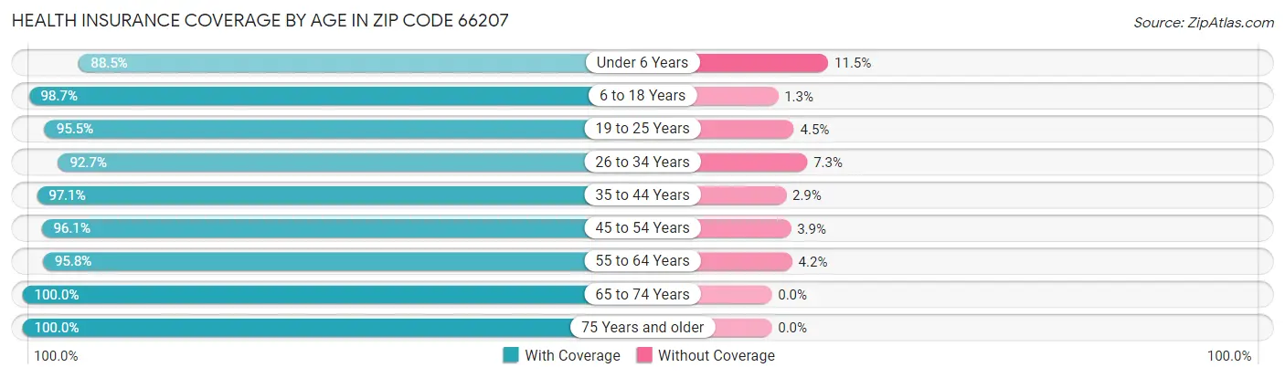 Health Insurance Coverage by Age in Zip Code 66207