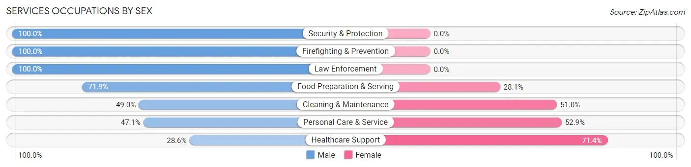 Services Occupations by Sex in Zip Code 66208