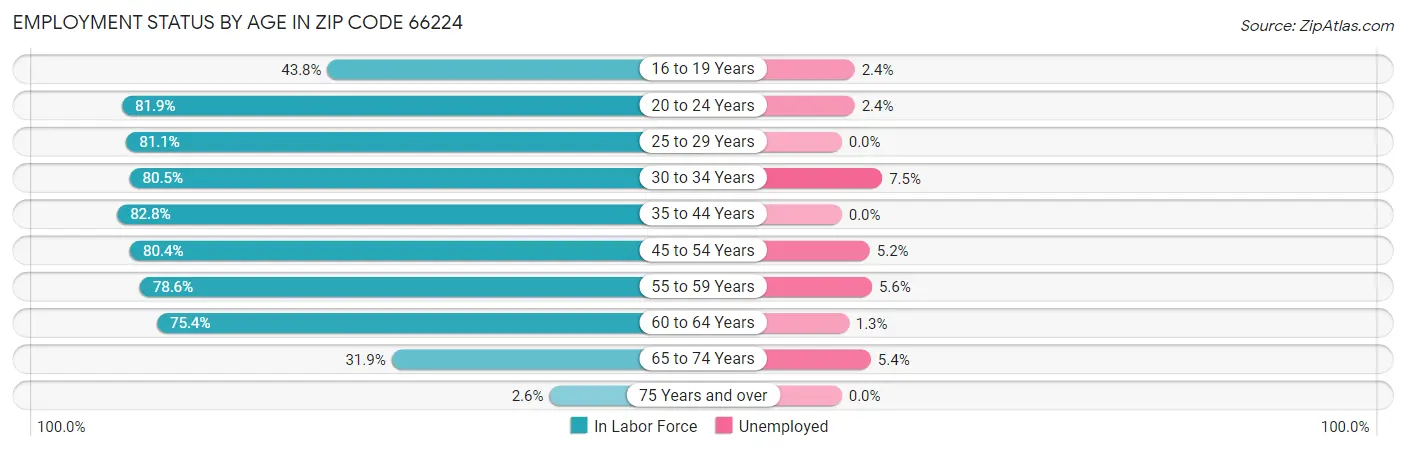 Employment Status by Age in Zip Code 66224