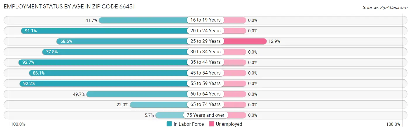 Employment Status by Age in Zip Code 66451
