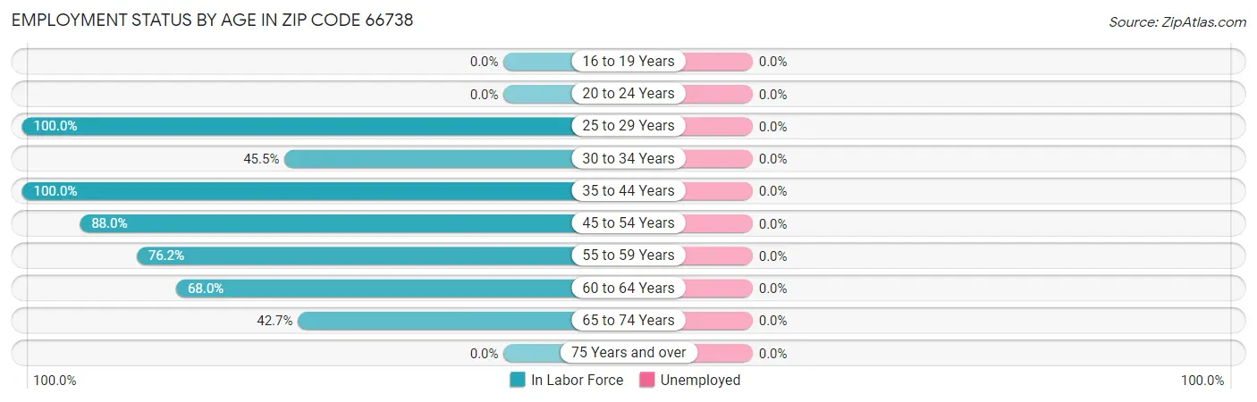 Employment Status by Age in Zip Code 66738