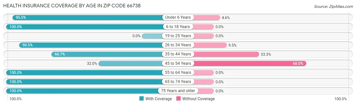 Health Insurance Coverage by Age in Zip Code 66738