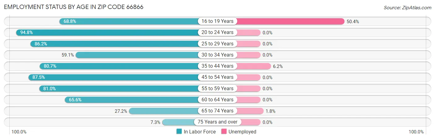 Employment Status by Age in Zip Code 66866