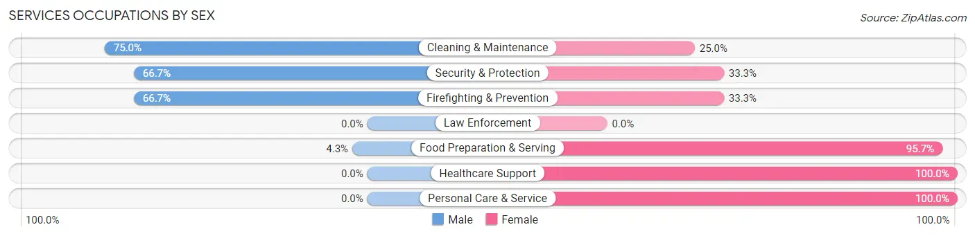 Services Occupations by Sex in Zip Code 66866