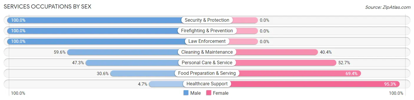 Services Occupations by Sex in Zip Code 67010