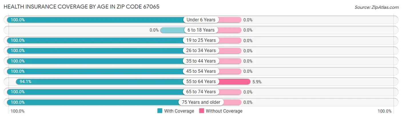 Health Insurance Coverage by Age in Zip Code 67065