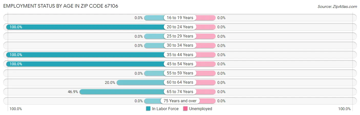 Employment Status by Age in Zip Code 67106