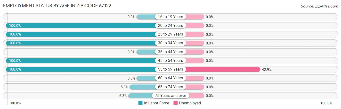 Employment Status by Age in Zip Code 67122