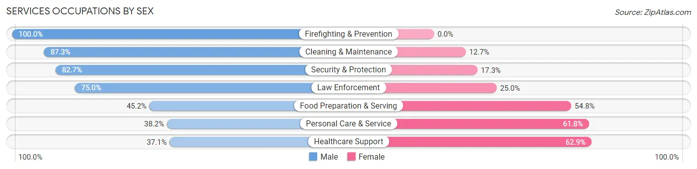 Services Occupations by Sex in Zip Code 67206