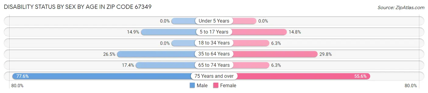 Disability Status by Sex by Age in Zip Code 67349