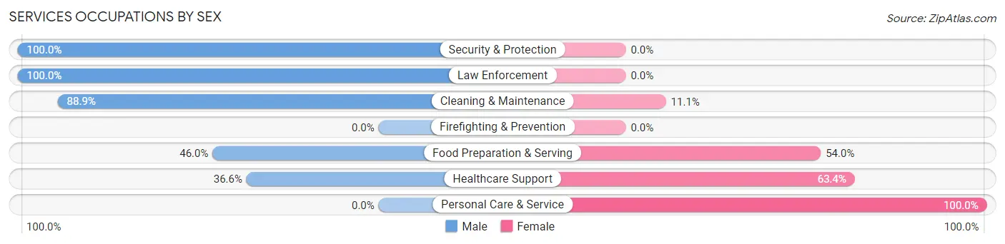 Services Occupations by Sex in Zip Code 67576